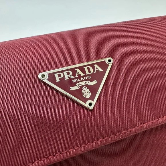 PRADA Triangle logo Compact wallet Trifold wallet wine-red - Picture 7 of 10